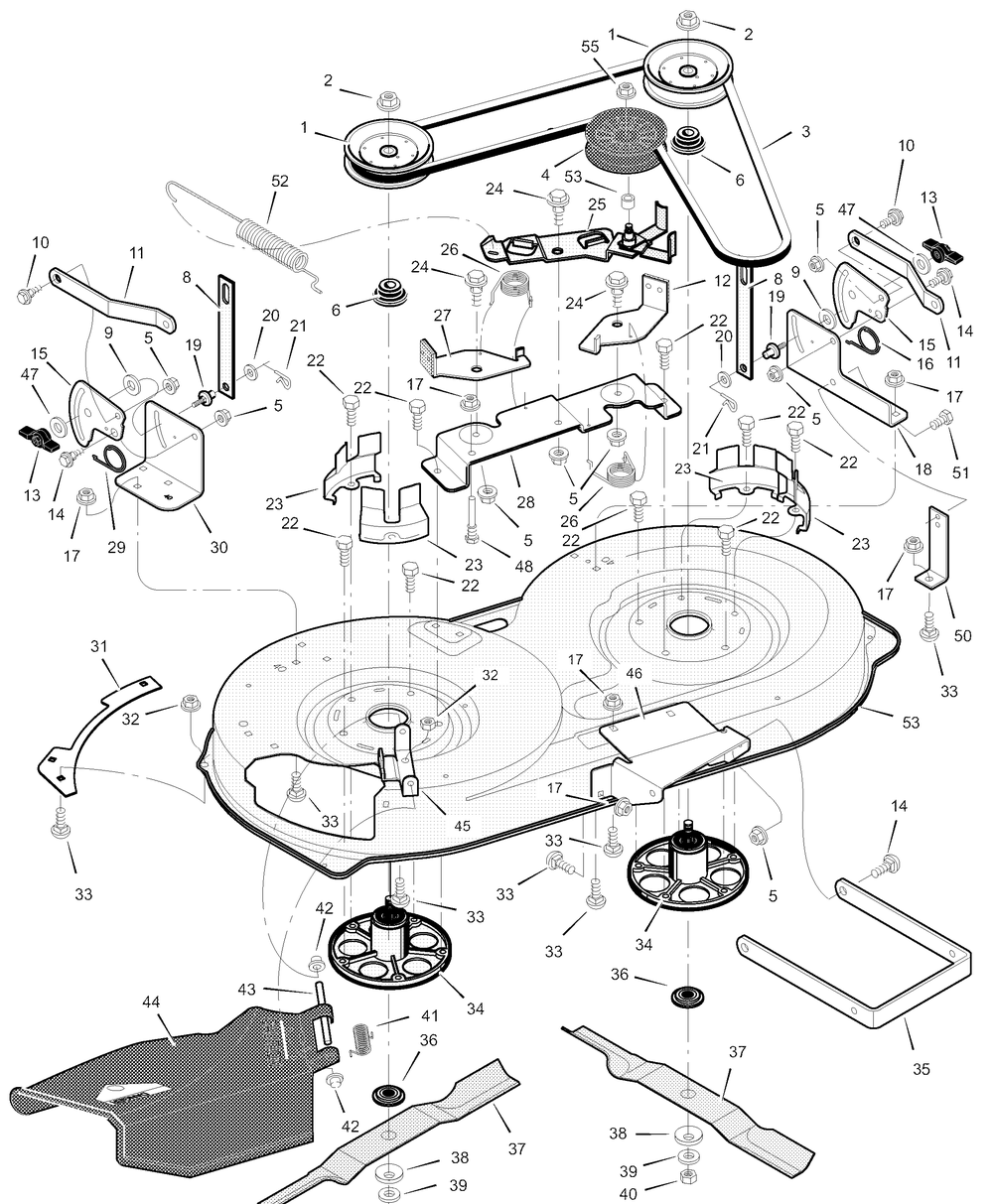 Mower Housing Diagram and Parts List for 385011X50B 2003 Briggs and Stratton Lawn Tractor
